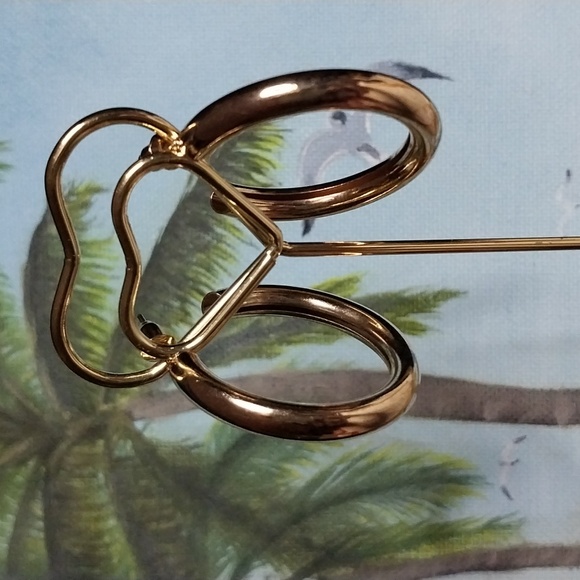 Pierced gold tone hollow hoop earrings - Picture 7 of 10